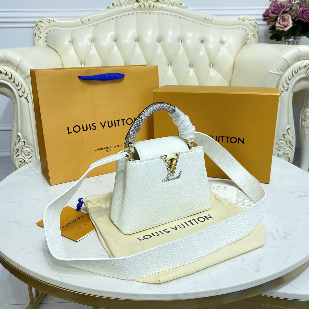 Louis Vuitton CAPUCINES MINI Taurillon Leather Bag M56399 Snow White